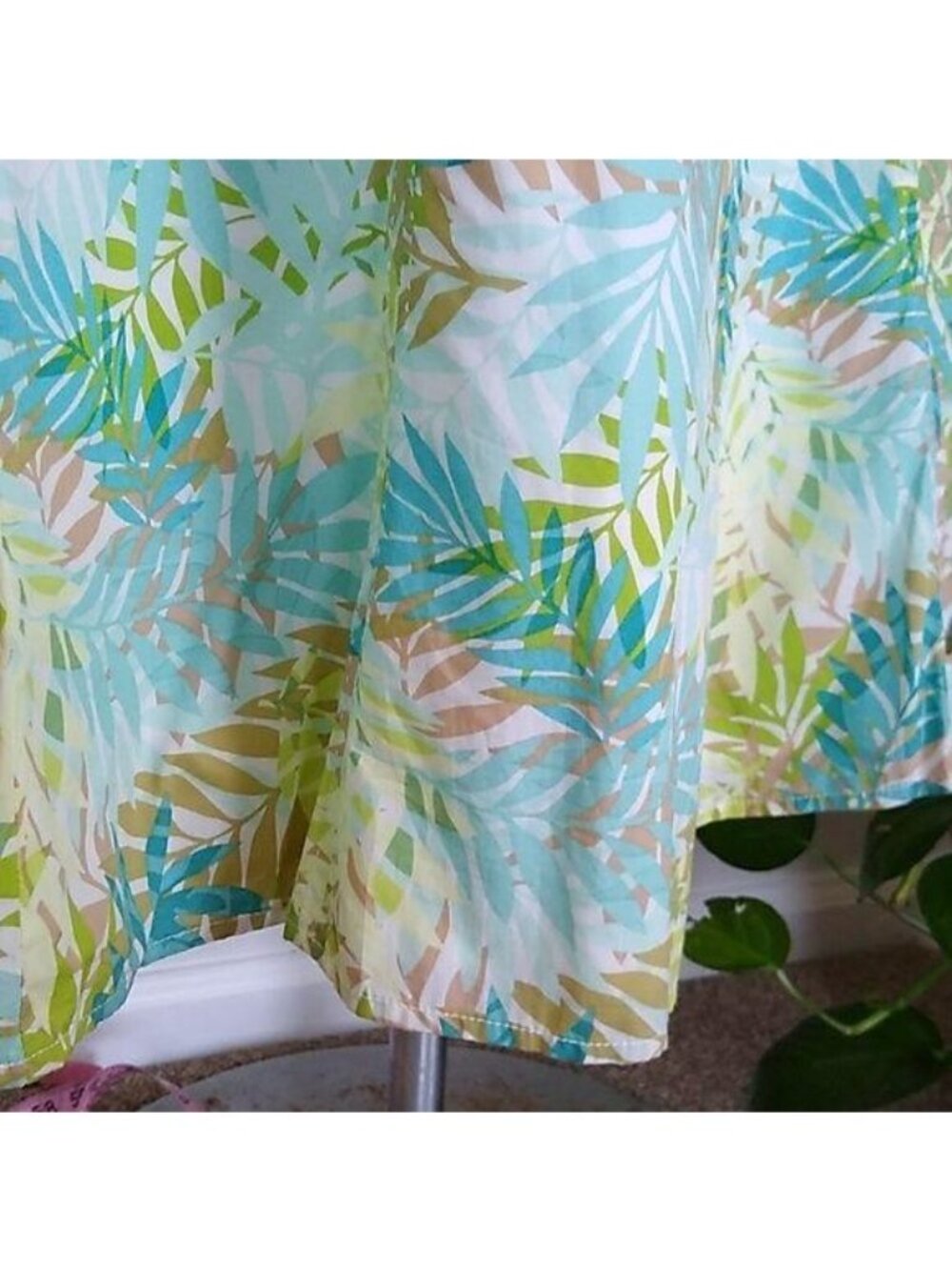 Eddie Bauer Womens Tropical Leaf Print Cotton Midi Skirt Size 12 Tall - Picture 2 of 6
